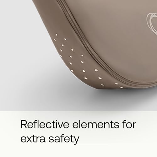 Image of Bugaboo All-Season Footmuff for Strollers - Weatherproof, Breathable, Water-Repellent, Removable Insert, Fits All Bugaboo Strollers - Desert Taupe | Soft fleece lining, breathable materials, weatherproof protection, two-way zipper, reflective details, Desert Taupe