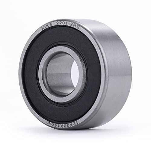 XIKE 1 Pcs 2201-2RS Sealed Self-Aligning Ball Bearings 12x32x14mm, Lubricated and Chrome Steel Fits DIY/Fans/Industrial/Agriculture/Pulp/Paper/Beverage/Textile/Material Handling Machinery.
