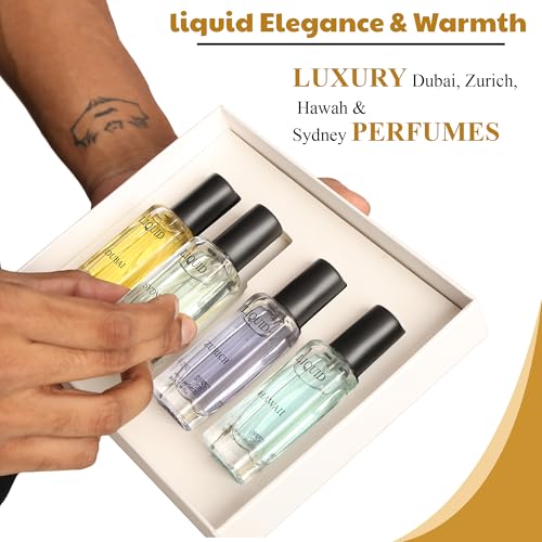 Image of Liquid Men's Luxury Perfume Gift Set - 4x20ml | Dubai, Sydney, Zurich, Hawaii | Long-lasting International Fragrances for Men | Travel-Friendly Eau de Parfum | Premium Gift for Special Occasions