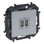 Legrand – LEGRAND Niloé Step 398263B Doppel-USB-Ladegerät Typ A, zusam