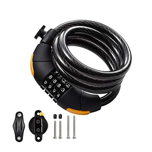 Via Velo Bike Lock Combination Cable Lock Combinationa Lock with 4-Feet Bike Cable Basic Self Coiling Resettable Combination with Complimentary Mounting Bracket, 4 Feet x 1/2 inch(12mm) Cable.