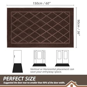 Beqhause dirt trapper door mat 36 x 60 non slip machine washable entryway rug dog door mat indoor stain resistant and absorbent welcome mat for front back door muddy wet shoes paws brown  urban country home decor