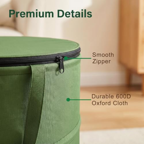 Image of Collapsible Trash Can 13 Gallon, Pop Up Trash Can with Zipper Lid | Heavy Duty 600D Oxford Fabric, Portable Outdoor Camping Trash Can, Foldable Recycle Bin for Home Garage Camping(13Gallon Lid)
