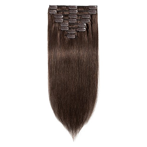 Standard Weft 18 Inch 100g Medium Brown Clip in 100% Real Remy Human Hair Extensions 8 Pieces 18 Clips