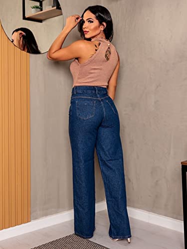 Calça wide leg escura (40)
