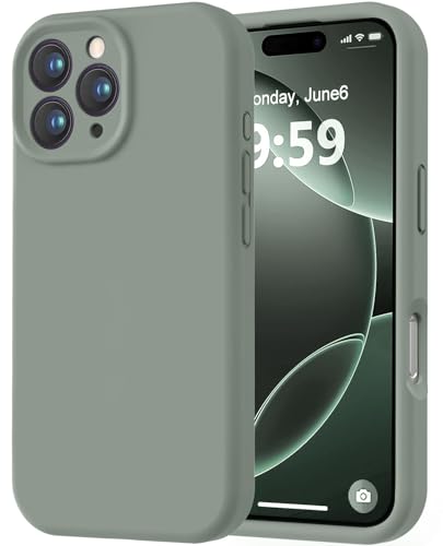 LOVE 3000 Designed for iPhone 16 Pro Case, Premium Silicone with [Soft Anti-Scratch Microfiber Lining] Shockproof Protective Phone Case for Men Women Girls 6.3", Calke Green