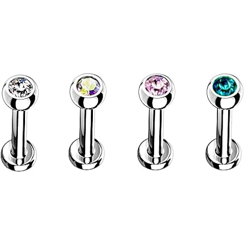 Body CAC 4PCS Surgical Steel Labret Studs Cover