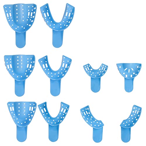 Zahnärztliches Abdrucklöffel-Set 10 Stück 3 Größen Einweg-Kunststoff-autoklavierbare perforierte Abformlöffel-Set Blau Cover