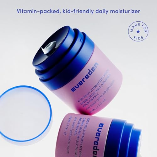 Image of Evereden Kids Face Cream, Dermatologist-Tested, EWG Verified & Refill Pod | Refill Pod, Vitamin-Enriched Face Moisturizer, Safe for Sensitive Skin, Omegas 3, 6, 9, Peach Scent, Kids Ages 3+, 1.7 fl oz