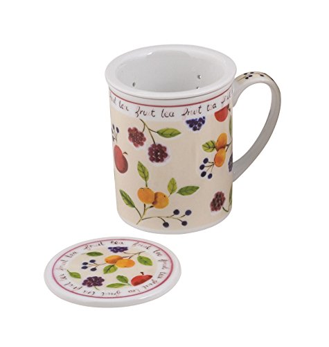 Excelsa - Tazas de excelsa (Tisaniera), con filtro y tapa, de porcelana,1 undiad,Modelos surtidos