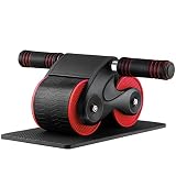 2023 Neues Bauchroller Bauchmuskeltrainer mit Kniematte, Rot Verdickt Ab Roller zum Training der Bauch, Arm, Schulter und Rückenmuskulatur, Ab Wheel Fitnessgeräte für Zuhause, Fitnessstudio