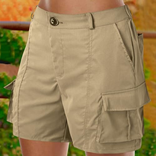 Pantalones cargo cortos de mujer con bolsillos amplios y corte holgado baggy para el verano 2