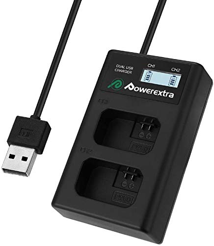 Powerextra Reemplazo Sony NP-FW50 Cargador Inteligente Pantalla LCD Cargador Doble Canal para Reemplazo Batería y Sony Alpha a6500 a6300 a6000 a7s a7 a7s II a7s a5100 a5000 a7r a7 II Digital Cámara