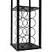 Simple Designs LF1015-BLK Three Shelf Etagere Organizer Storage and Wine Rack Floor Lamp with White Linen Shade, Black