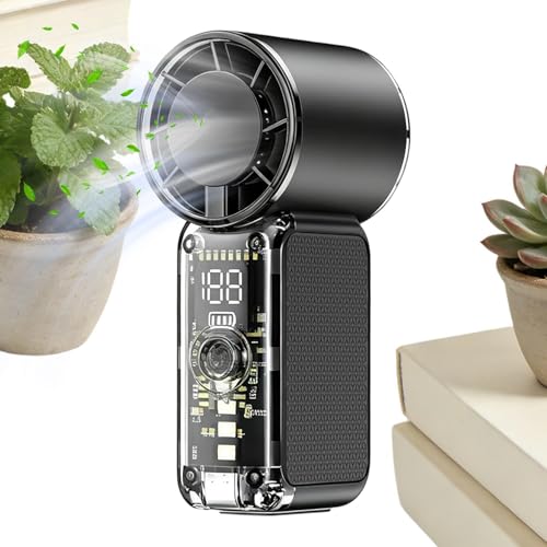 Ventilador portátil | Dispositivo personal de refrigeración portátil recargable – Ventilador de mano con luz LED – para el hogar, interior, exterior, oficina, aula, dormitorio, escritorio, mesa