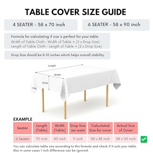 Image of Polycotton Printed Dining Table Cloth with Dining Chair Covers,Slipcovers (6 Seater Table Cover + 6 Chair Cover) (Brown & Black Box)