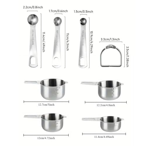 Cups à mesurer inoxydables et cuillères de cuisine empilables - 6
