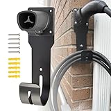 Anina EV Charger Holder for Tesla Car Charging Plug J-Hook Wall-Mount Electric Vehicle Cable Organizer Compatible with Tesla Model X/Y/3/S Heavy-Duty Steel Nozzle Holster Dock