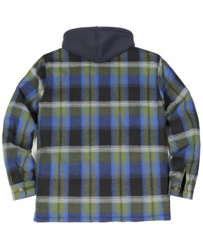 Image of ZENTHACE Men's Quilted Lined Hooded Plaid Jacket,Zipper & Snap Closure