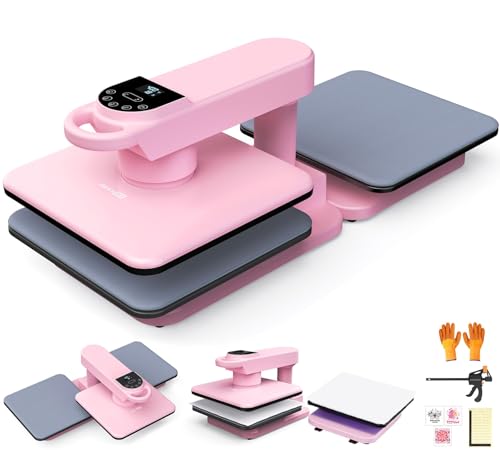 Dual Workbench Auto Heat Press Machine, 360° Swing Away 15x15 Smart T-Shirt Press with Auto Release & Auto-Off & 7-Level Auto Pressure, Higher Heating Height for HTV, Sublimation, Heat Transfer