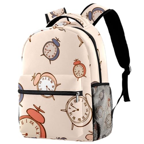 Sac à dos d'école ergonomique pour soulager le dos des ados avec motif réveil