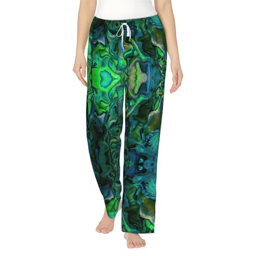 Pantalon de pyjama en nacre d'ormeau ample et fluide pour femme