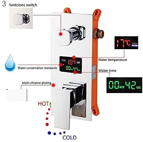 Ensemble de robinets de douche numériques anti-brûlure à finition chromée durable - 7