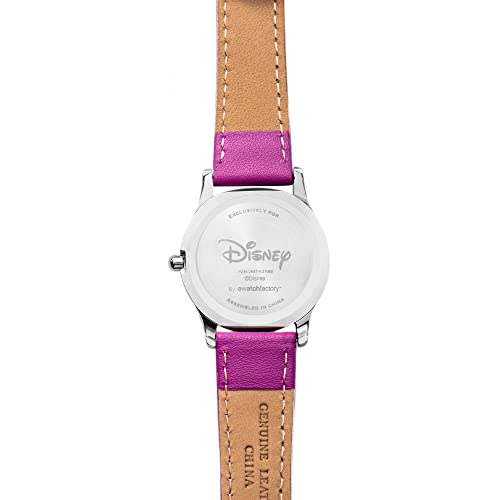 DISNEY Minnie Mouse Watch for Kids – Cute Minnie Watch for Girls & Toddlers, Silver Bezel, Easy-Read Dial, Purple Leather Strap – Perfect Mouse Watches Kids 3-5, Ideal Gift Girls3