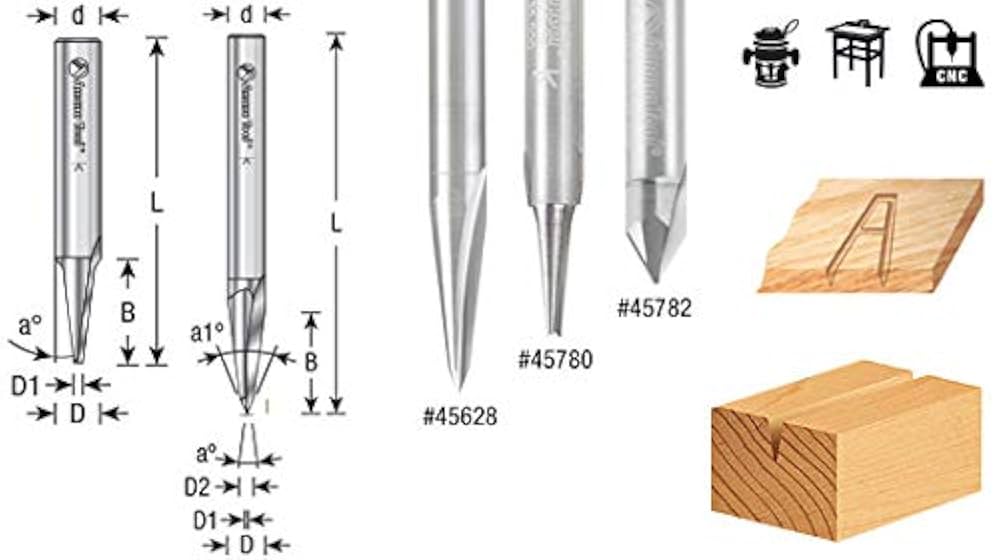 Amana Tool - 45628 Solid Carbide V Groove Engraving 15 Deg x
