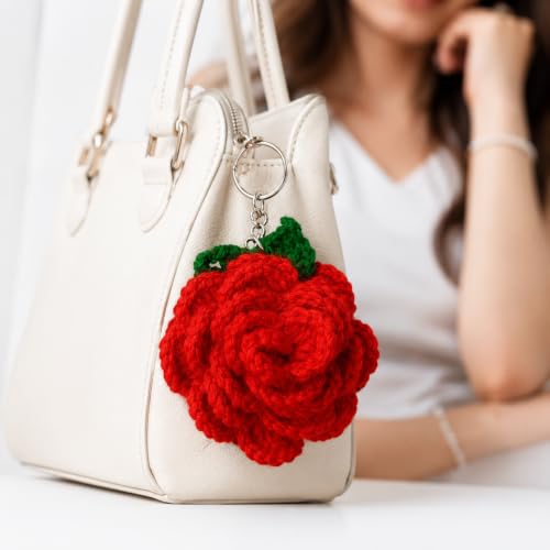 Image of Handmade Crochet Keychain Flower Design