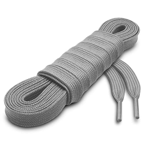 Miscly Flat Shoelaces [1 Pair] For All types of Shoes & Sneakers (45â€³, Grey)