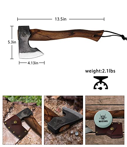 135-Inch-Hatchet-Camping-Axes-and-Hatchets-1065-Carbon-Steel-and-Beech-Handle-Survival-Hatchet-with-Leather-Sheath