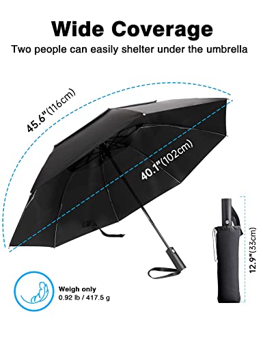 Windproof Umbrella, Vuteehy Travel Umbrella For Rain With 16 Ribs Double Canopy Vented, Waterproof Folding Umbrella With Inverted Design, Auto Open Close, Compact Rain Umbrella For Men And Women Black #TOP6