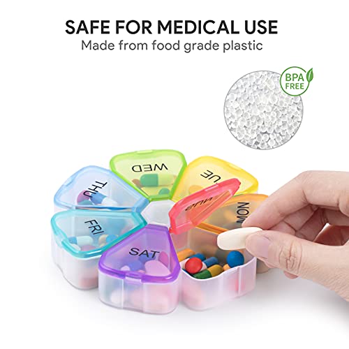 Large Weekly Pill Organizer, OAAO XL 7 Day Portable Pill Box Case Medicine Organizer for Vitamin, Cod Liver Oil, Pills, Supplements-Arthritis Friendly
