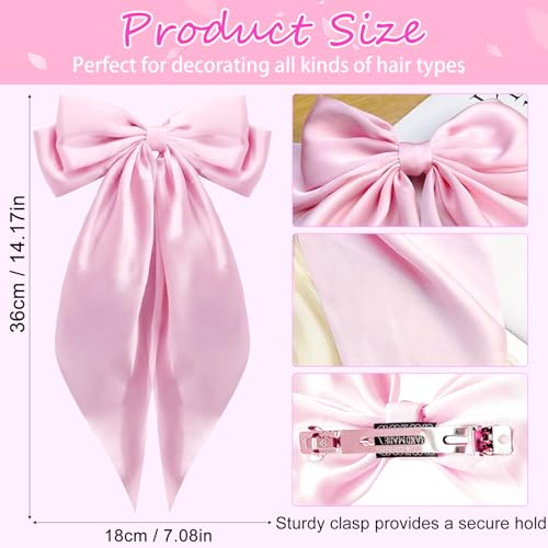 Lazos grandes para cabello con clip metálico, 4 piezas miniatura 2