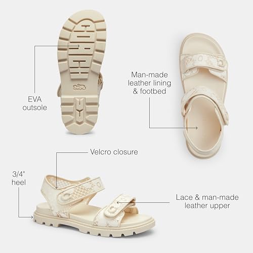 Coach Women's Brynn Sandal Platform, Chalk Lace, 8.53