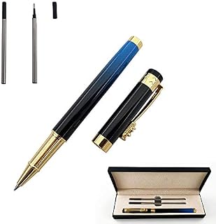 Accod Premium Metal Rollerball & Ballpoint Pen Fine Nib Beautiful Business Signature Pen Premium Gift Box with Two 0.5mm Black Refills Gift Pen for Friend Family Paint Process (Blue)