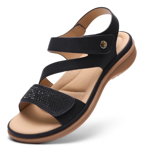 Image of Littleplum Womens Sandals Arch Support - Comfortable Flat Sandals for Women, Summer Breathable Adjustable Orthotic Walking Shoes for Beach,Travel