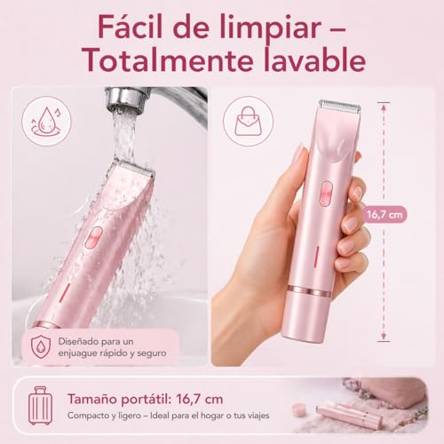 Depiladora íntima 2 en 1 Ephra rosa para afeitado corporal de piernas y bikini 3