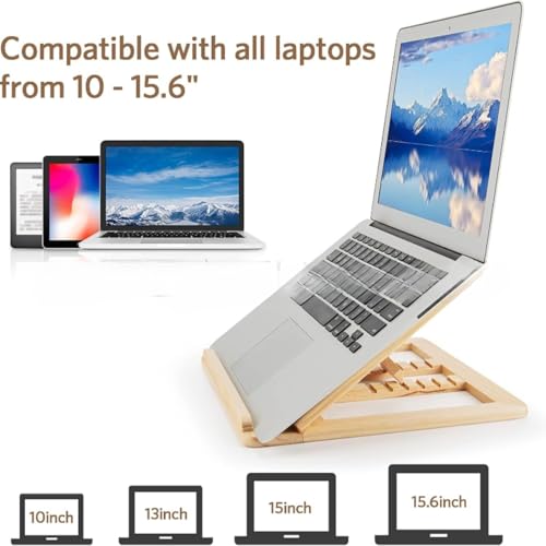 Soporte de madera ajustable para laptop 10-15.6 pulg miniatura 2