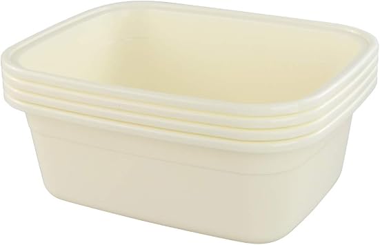 12 Quart Plastic Small Dishpan/Wash Basin, 4-Pack