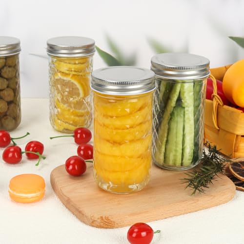 Eathtek 12 oz Mason Jars 20 Pack, 360ml Mini Canning Jars with Regular Lids for Jelly Herbs Spice Honey Storage, Small Glass Jars Candle jars, Extra Lids Tags Label Included