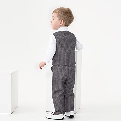 Image of Volunboy Toddler Suit Boys Formal Wedding Guest Dress Outfit | graduation dress clothes, gentleman ring bearer bowtie outfit, back-to-school pants set, birthday photoshoot dressy outfit