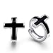 Man Plain Black Cross Stud Earrings Hoop Gift