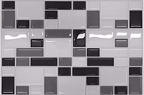 Pastilha 3 D Adesiva Miscelânea Cinza Preto Kit 4 Placas