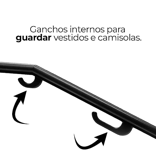 Kit 40 Cabides Reforçado de Roupa Preto Adulto