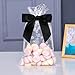 HINZIC 20pcs Twist Tie Bow for Wrapping, Premade Bow Decor, Small Satin Ribbon Bowknot for Christmas Birthday Party Candy Cookies Treat Bags Decoration- Black