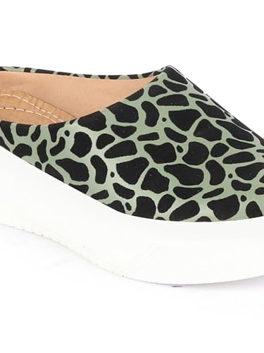 Image of FAUSTO Women's Fashion Outdoor Leopard Print Height Enhancer Open Back Slip On Casual Shoes