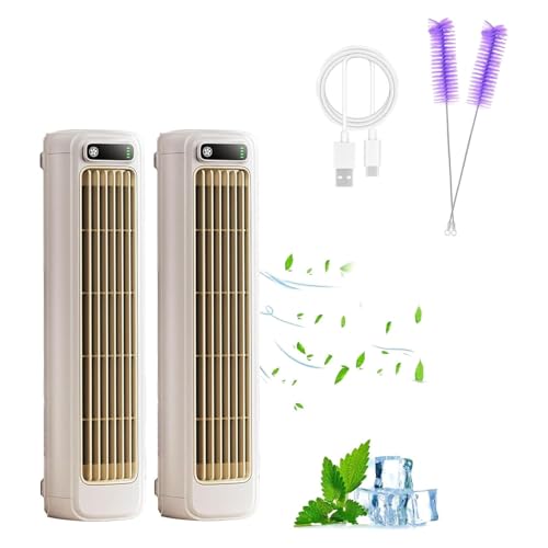 Hoffmarkt Cooling Ace, Hoffmarkt Klimagerät, Portable Air Conditioner, 3 Speeds, Rechargeable Quiet Desktop Tower Fan, Compact, Long- Lasting Battery, Efficient Cooling (B*2, USB- Ladefunkti