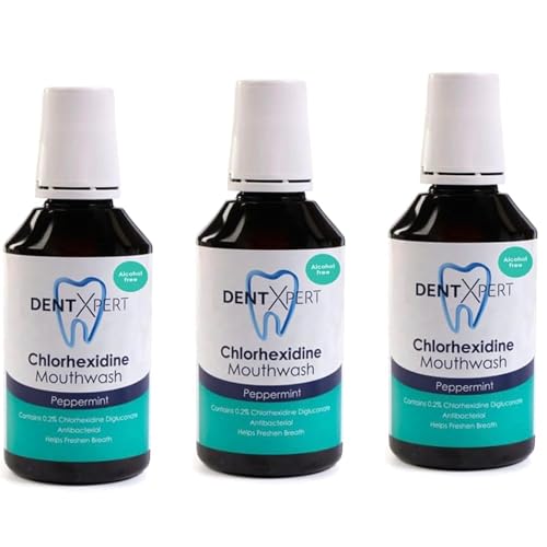 Image of FreshMint Antiseptic Mouthwash 0.2% Chlorhexidine, Peppermint Alcohol Free Mouthwash for Plaque Control, Gum Care & Oral Hygiene, Fresh Breath Dental Rinse, Pack of 3 x 300ml